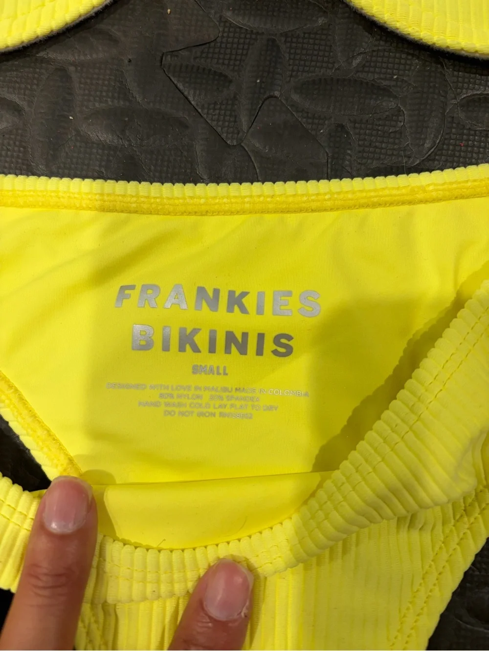 Frankie's Bikinis Neon Yellow Ribbed Bikini Set Bottom Top